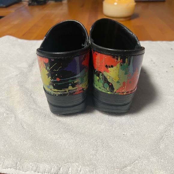 Rainbow “splatter” Dansko clogs, size 38 (7.5), light scuffs on edges - Picture 2 of 7